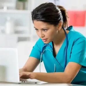 doctor using laptop