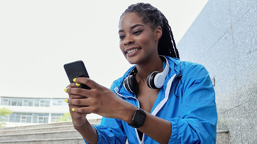 woman checking her mobile phone