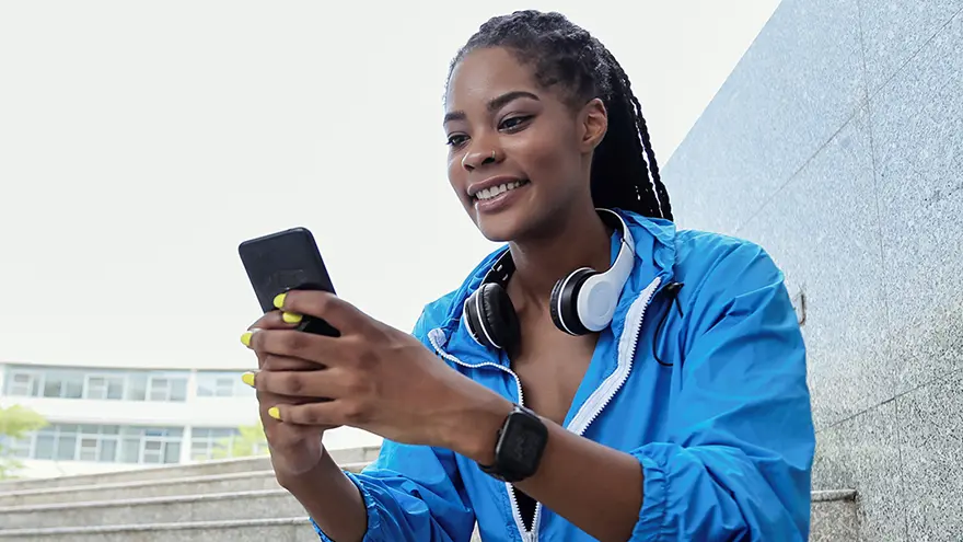 woman checking her mobile phone