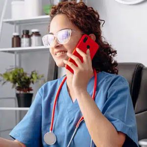 healthcare professional on mobile phohe