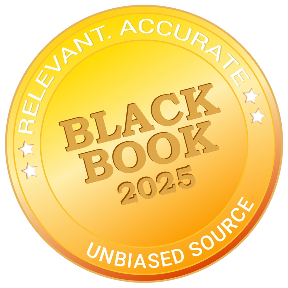 Black Book Research 2025 award badge recognizing Carenet Health as the top-ranked clinical call center