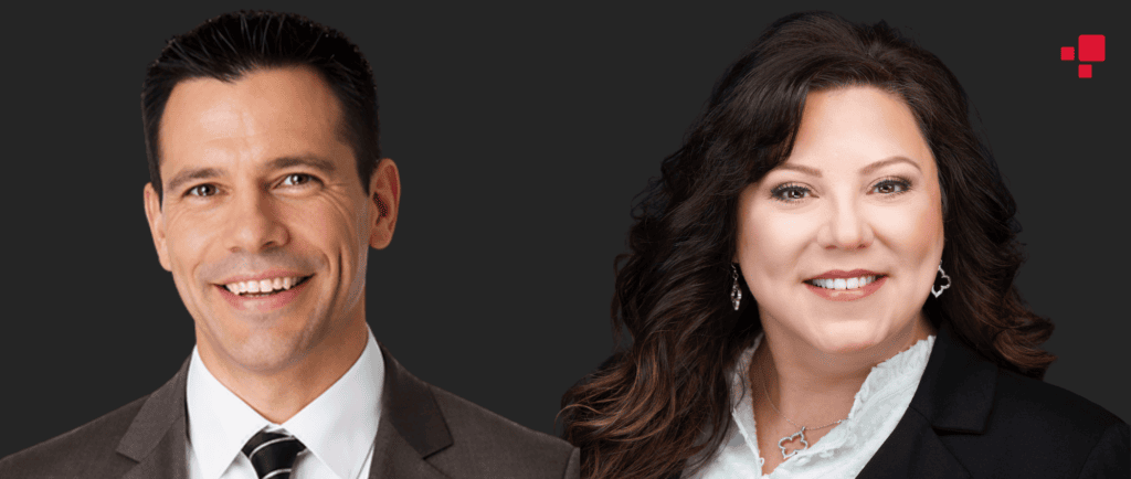 Alt Text Headshots of Carenet Health's Chief Delivery Officer and Chief Client Officer displayed side by side for a leadership announcement.